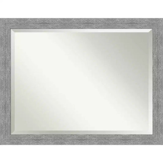 45"x35" Bark Rustic Framed Wall Mirror Gray - Amanti Art: Beveled, Polystyrene Frame, No Assembly