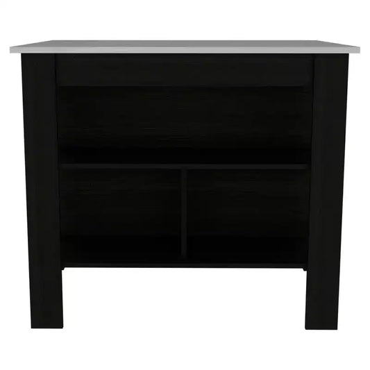 Isola cucina minimalista con contenitore, Tavolo isola cucina con 3 ampi ripiani sotto il tavolo, Organizer da piano per cucina