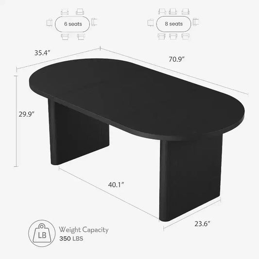 Tavolo da Pranzo Ovale da 180 cm per 6-8 Persone, Grande Tavolo da Cucina Rustico con Base Robusta in Legno Spesso per Cucina, Soggiorno, Ufficio