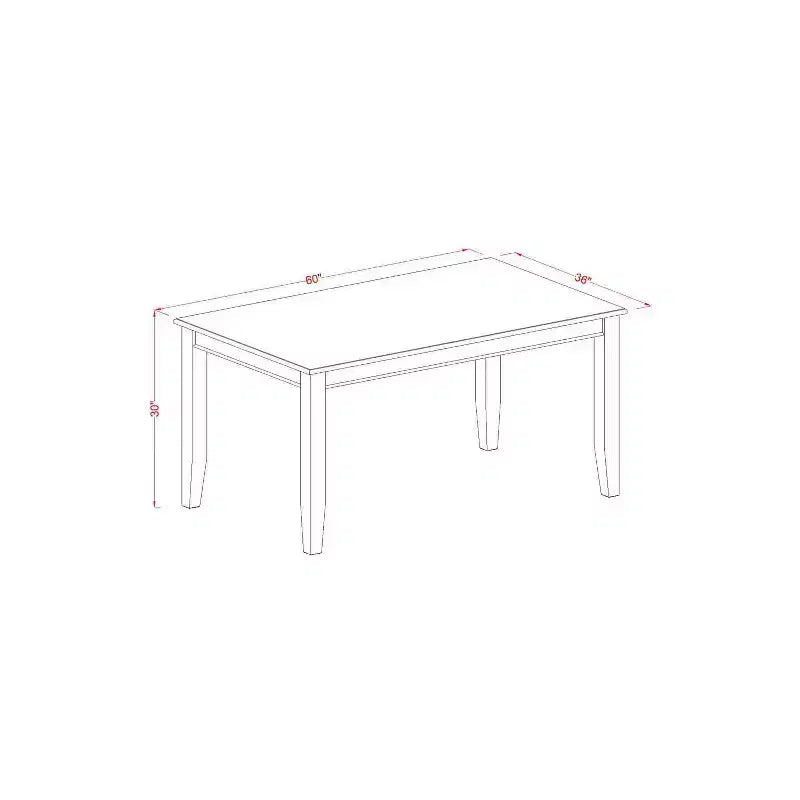 HomeStock Tavolo da pranzo rettangolare a 5 pezzi con piano in legno massello finitura mogano e 4 sedie Parson