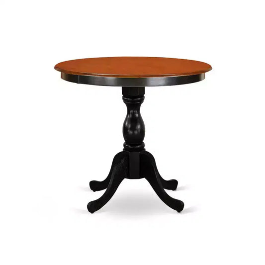 Set da pranzo 3 pezzi con piano in legno massello finitura nera e ciliegio con schienale alto - Posti 4