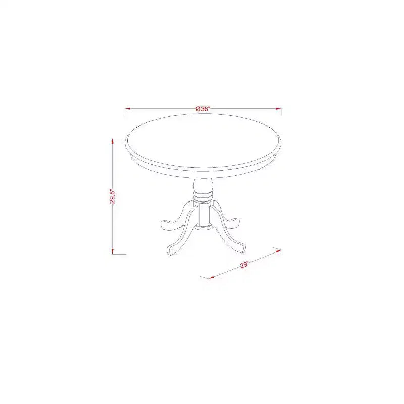 Tavolo da pranzo rotondo moderno - 36" e 4 sedie - Gambe in rovere, tessuto in lino