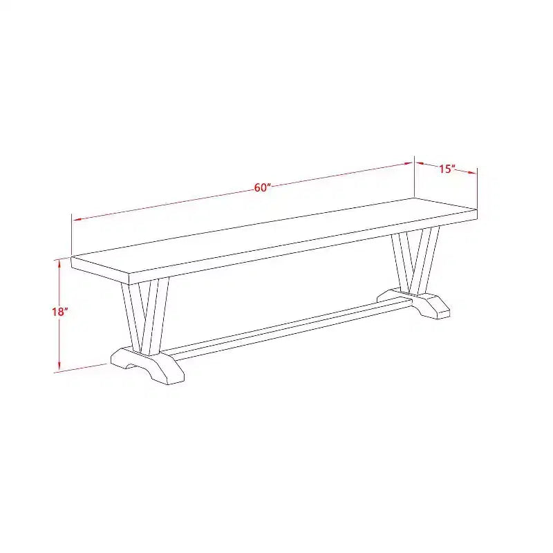 HomeStock Tavolo da pranzo rettangolare a 3 pezzi con piano in legno massiccio, finitura Jacobean anticata e 2 panche
