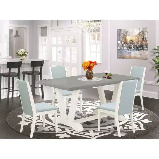 HomeStock Set da pranzo 5 pezzi: tavolo rettangolare con piano in legno massello finitura rovere naturale e 4 sedie