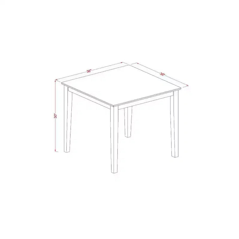 Set da pranzo 5 pezzi in legno massello con finitura mogano, rivestito, con schienale alto - 4 posti a sedere