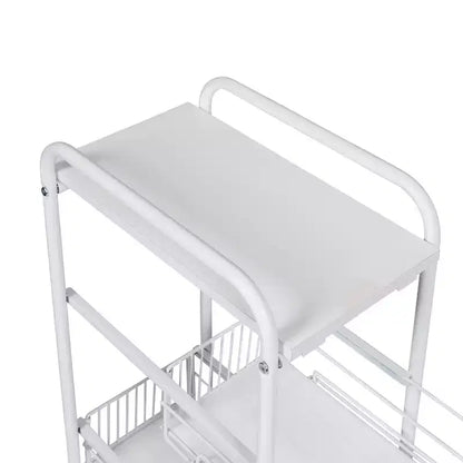 Carrello sottile a 4 ripiani con cestini estraibili: carrello da cucina nero, acciaio verniciato a polvere, ruote con blocco