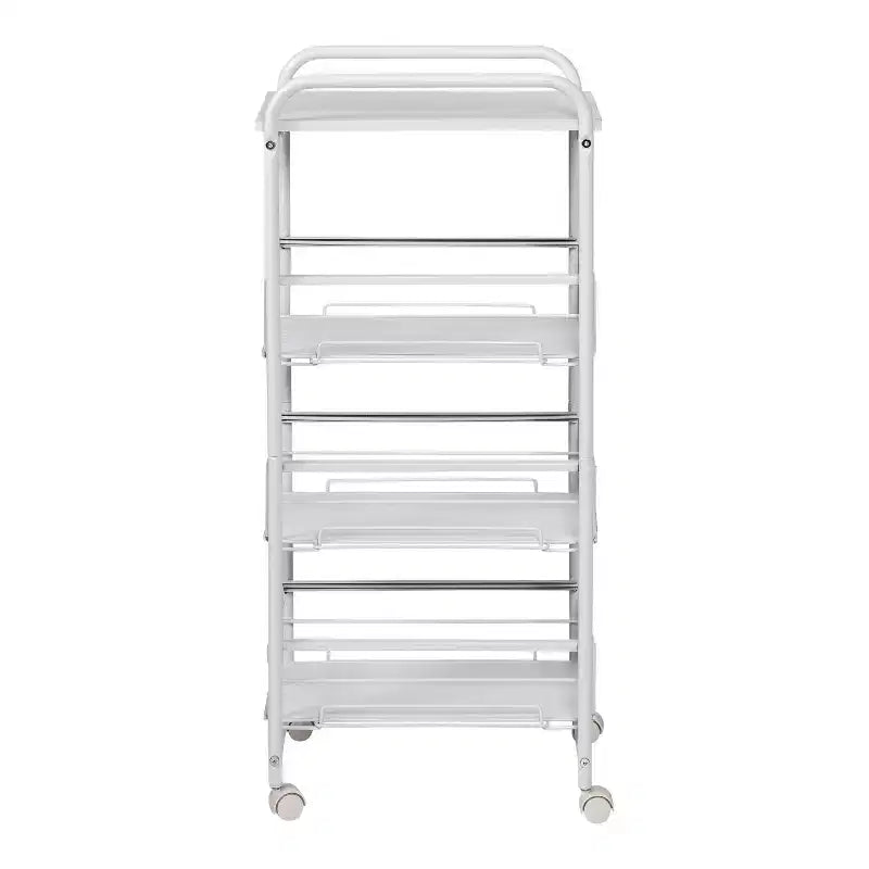 Carrello sottile a 4 ripiani con cestini estraibili: carrello da cucina nero, acciaio verniciato a polvere, ruote con blocco