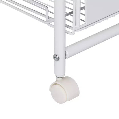 Carrello sottile a 4 ripiani con cestini estraibili: carrello da cucina nero, acciaio verniciato a polvere, ruote con blocco