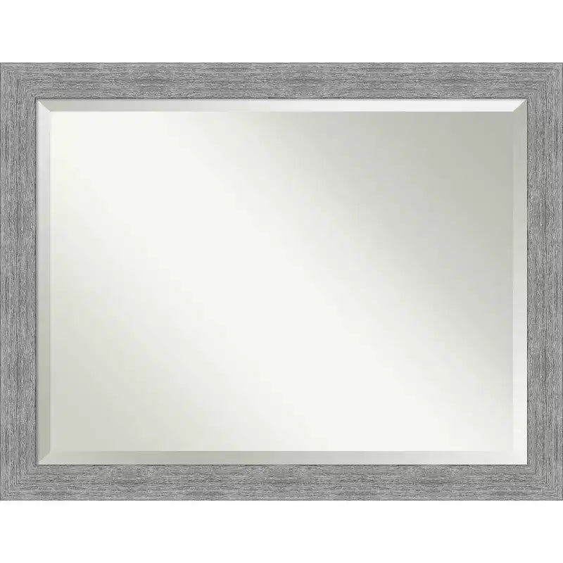 45"x35" Bark Rustic Framed Wall Mirror Gray - Amanti Art: Beveled, Polystyrene Frame, No Assembly