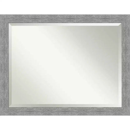 45"x35" Bark Rustic Framed Wall Mirror Gray - Amanti Art: Beveled, Polystyrene Frame, No Assembly