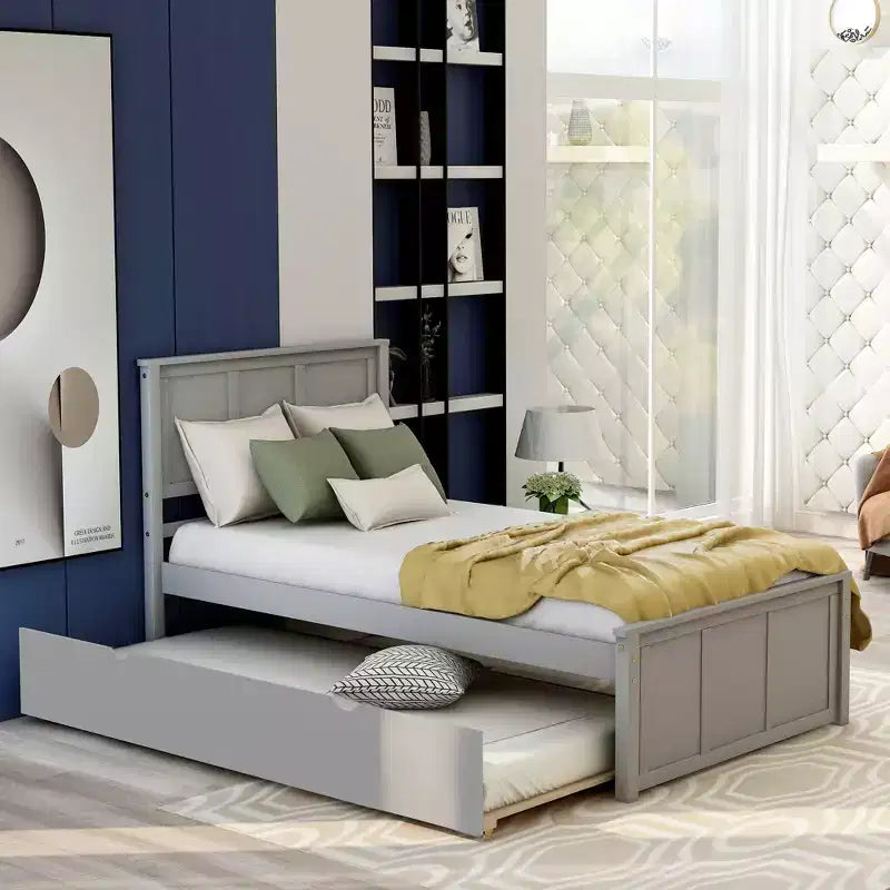 Struttura Letto Matrimoniale con 1 Cassetto e 2 Ruote, Divano Letto Matrimoniale e Letto Estraibile Adatti per Camere da Letto Familiari