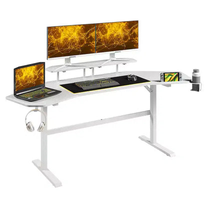 Scrivania da Gaming con Ripiani e Supporto per Accessori
