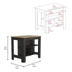 Isola cucina minimalista con contenitore, Tavolo isola cucina con 3 ampi ripiani sotto il tavolo, Organizer da piano per cucina