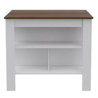 Isola cucina minimalista con contenitore, Tavolo isola cucina con 3 ampi ripiani sotto il tavolo, Organizer da piano per cucina