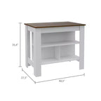 Isola cucina minimalista con contenitore, Tavolo isola cucina con 3 ampi ripiani sotto il tavolo, Organizer da piano per cucina