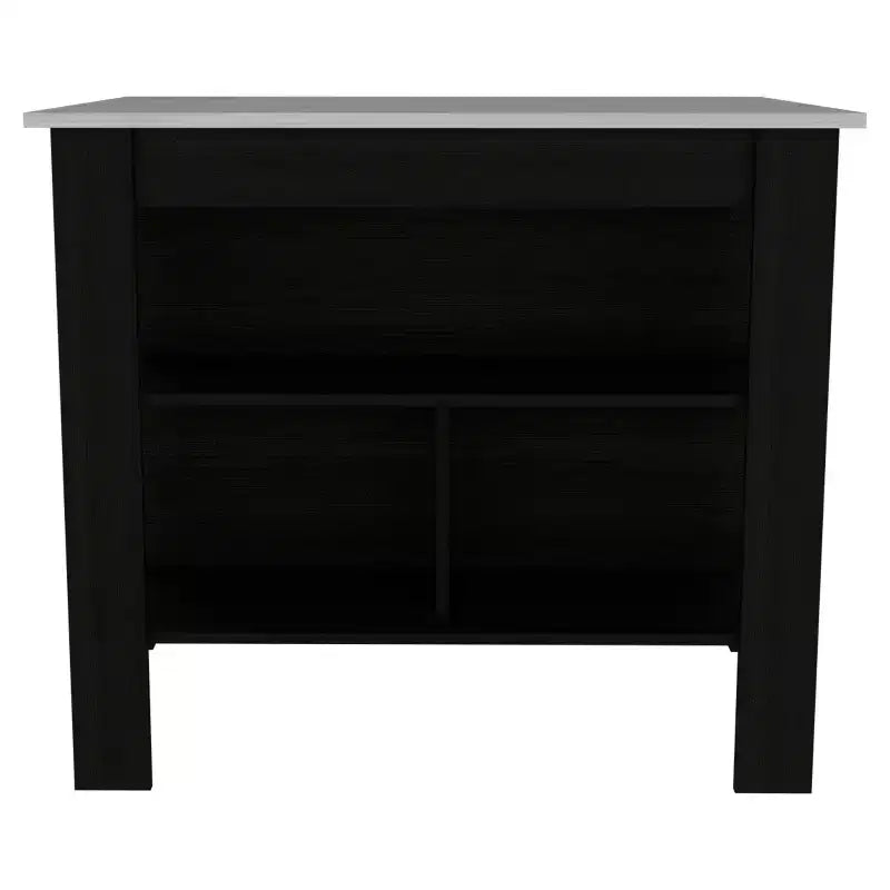 Isola cucina minimalista con contenitore, Tavolo isola cucina con 3 ampi ripiani sotto il tavolo, Organizer da piano per cucina