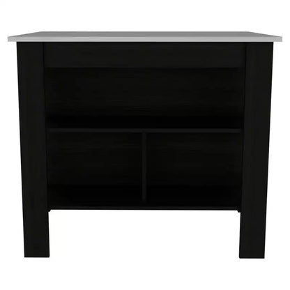 Isola cucina minimalista con contenitore, Tavolo isola cucina con 3 ampi ripiani sotto il tavolo, Organizer da piano per cucina