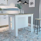 Isola cucina minimalista con contenitore, Tavolo isola cucina con 3 ampi ripiani sotto il tavolo, Organizer da piano per cucina
