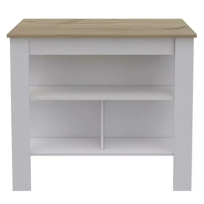 Isola cucina minimalista con contenitore, Tavolo isola cucina con 3 ampi ripiani sotto il tavolo, Organizer da piano per cucina