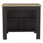 Isola cucina minimalista con contenitore, Tavolo isola cucina con 3 ampi ripiani sotto il tavolo, Organizer da piano per cucina