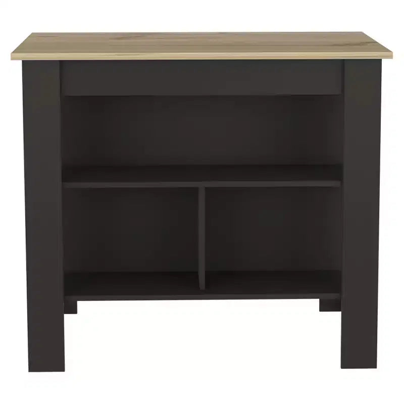 Isola cucina minimalista con contenitore, Tavolo isola cucina con 3 ampi ripiani sotto il tavolo, Organizer da piano per cucina