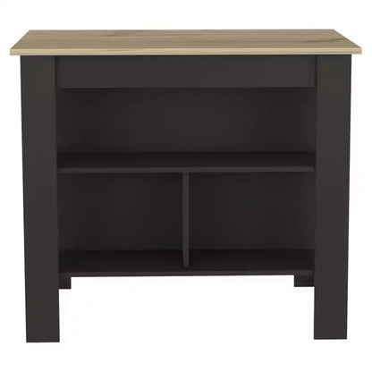 Isola cucina minimalista con contenitore, Tavolo isola cucina con 3 ampi ripiani sotto il tavolo, Organizer da piano per cucina