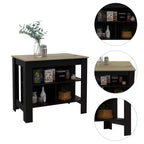 Isola cucina minimalista con contenitore, Tavolo isola cucina con 3 ampi ripiani sotto il tavolo, Organizer da piano per cucina