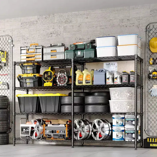Scaffale in metallo resistente a 4 ripiani da 59 pollici di larghezza, capacità di 1060 libbre, mensola regolabile in filo metallico per dispensa, cucina, garage