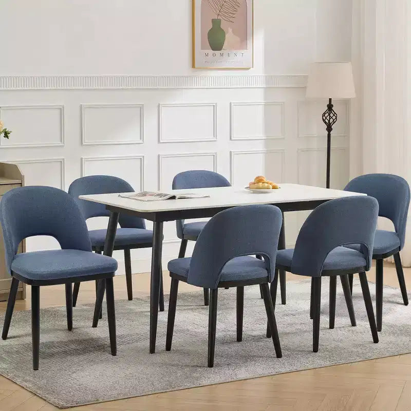 Sedie da cucina moderne imbottite in tessuto, schienale ergonomico curvo, gambe in legno di quercia, capacità di carico 136 kg, per ristorante/bar