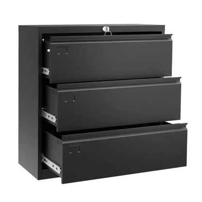 1 Armadio metallico con 3 cassetti per archivio, altezza 40 pollici, in acciaio laminato a freddo [Armadio per archivio laterale standard con 3 cassetti] Lamiera d'acciaio con rivestimento
