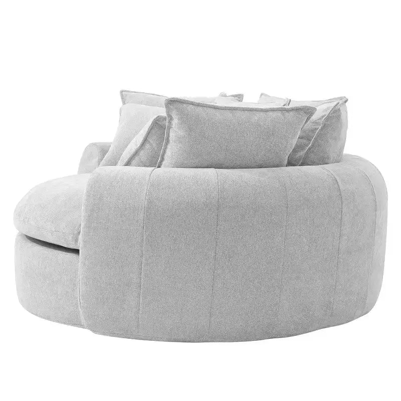 Chaise Longue Tonda 152 cm, Divano Loaf, Divano Tondo Senza Struttura, Letto Divano Completamente Imbottito con 8 Cuscini Decorativi