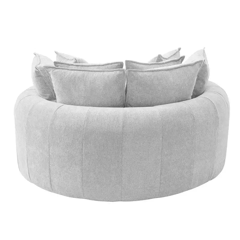 Chaise Longue Tonda 152 cm, Divano Loaf, Divano Tondo Senza Struttura, Letto Divano Completamente Imbottito con 8 Cuscini Decorativi