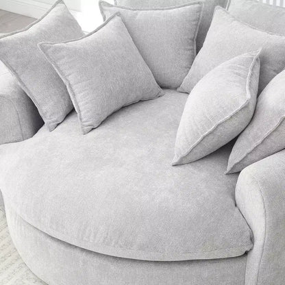 Chaise Longue Tonda 152 cm, Divano Loaf, Divano Tondo Senza Struttura, Letto Divano Completamente Imbottito con 8 Cuscini Decorativi