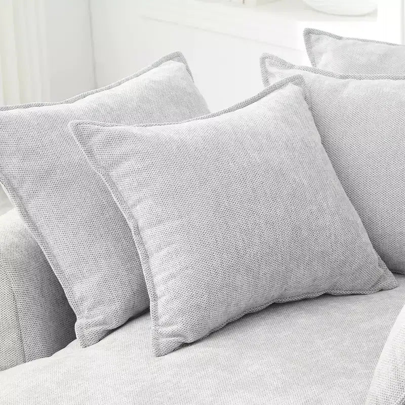 Chaise Longue Tonda 152 cm, Divano Loaf, Divano Tondo Senza Struttura, Letto Divano Completamente Imbottito con 8 Cuscini Decorativi