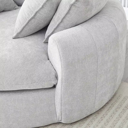 Chaise Longue Tonda 152 cm, Divano Loaf, Divano Tondo Senza Struttura, Letto Divano Completamente Imbottito con 8 Cuscini Decorativi