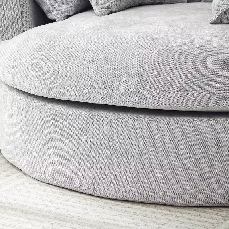 Chaise Longue Tonda 152 cm, Divano Loaf, Divano Tondo Senza Struttura, Letto Divano Completamente Imbottito con 8 Cuscini Decorativi