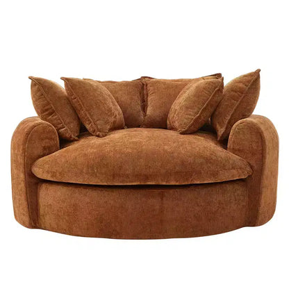 Chaise Longue Tonda 152 cm, Divano Loaf, Divano Tondo Senza Struttura, Letto Divano Completamente Imbottito con 8 Cuscini Decorativi