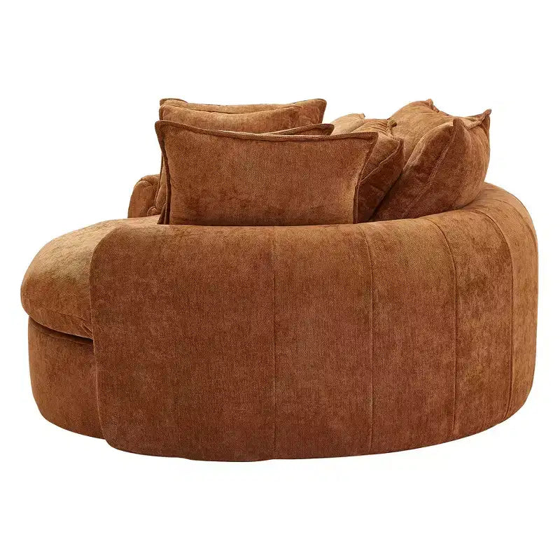 Chaise Longue Tonda 152 cm, Divano Loaf, Divano Tondo Senza Struttura, Letto Divano Completamente Imbottito con 8 Cuscini Decorativi