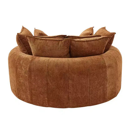 Chaise Longue Tonda 152 cm, Divano Loaf, Divano Tondo Senza Struttura, Letto Divano Completamente Imbottito con 8 Cuscini Decorativi