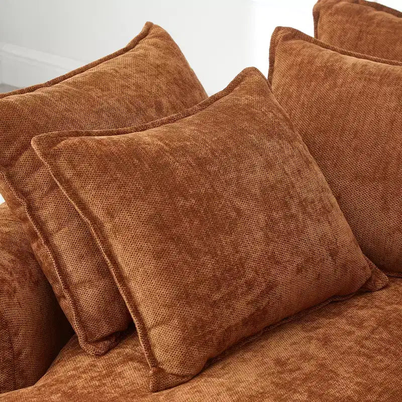 Chaise Longue Tonda 152 cm, Divano Loaf, Divano Tondo Senza Struttura, Letto Divano Completamente Imbottito con 8 Cuscini Decorativi