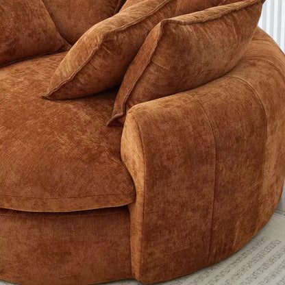 Chaise Longue Tonda 152 cm, Divano Loaf, Divano Tondo Senza Struttura, Letto Divano Completamente Imbottito con 8 Cuscini Decorativi