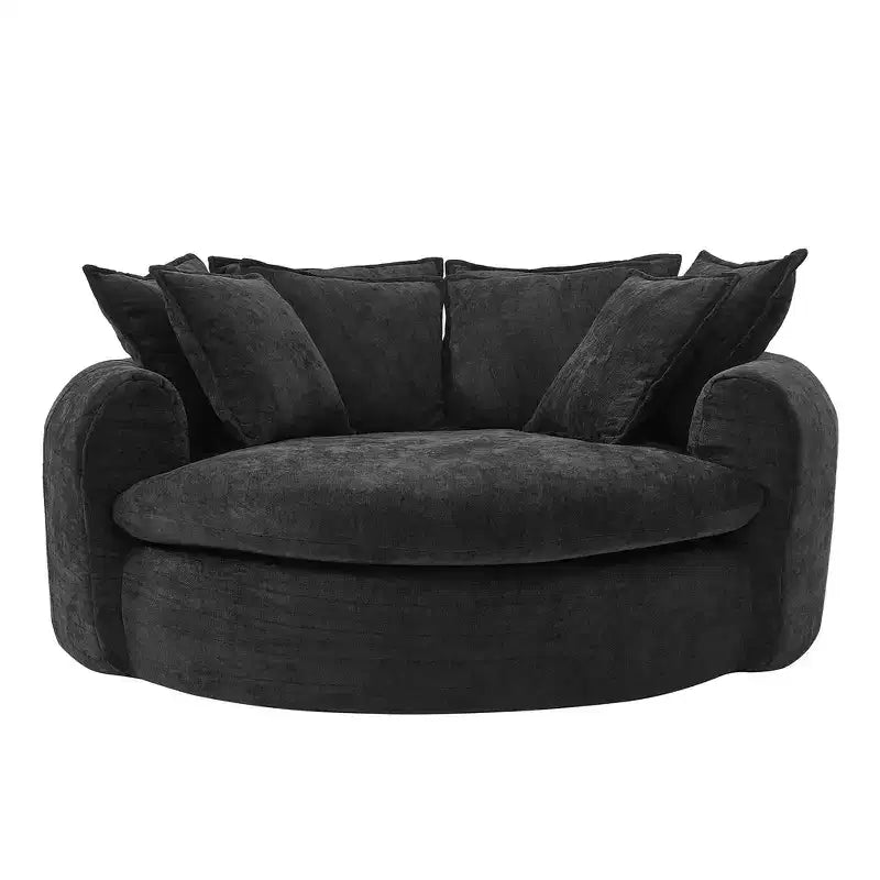 Chaise Longue Tonda 152 cm, Divano Loaf, Divano Tondo Senza Struttura, Letto Divano Completamente Imbottito con 8 Cuscini Decorativi