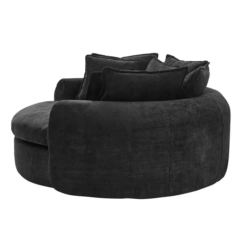 Chaise Longue Tonda 152 cm, Divano Loaf, Divano Tondo Senza Struttura, Letto Divano Completamente Imbottito con 8 Cuscini Decorativi