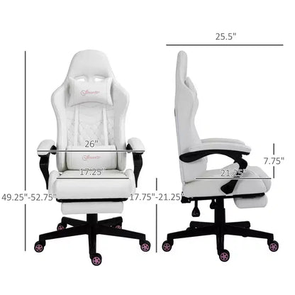 Sedia da gaming ergonomica in pelle PU, sedia da ufficio/computer da corsa con ruote girevoli, poggiapiedi estraibile, poggiatesta, supporto lombare e braccioli