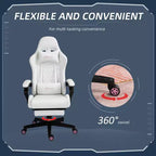 Sedia da gaming ergonomica in pelle PU, sedia da ufficio/computer da corsa con ruote girevoli, poggiapiedi estraibile, poggiatesta, supporto lombare e braccioli