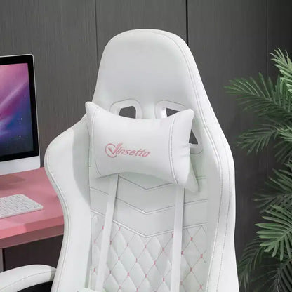 Sedia da gaming ergonomica in pelle PU, sedia da ufficio/computer da corsa con ruote girevoli, poggiapiedi estraibile, poggiatesta, supporto lombare e braccioli