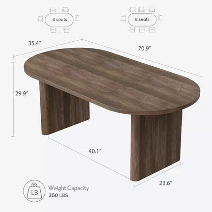 Tavolo da Pranzo Ovale da 180 cm per 6-8 Persone, Grande Tavolo da Cucina Rustico con Base Robusta in Legno Spesso per Cucina, Soggiorno, Ufficio