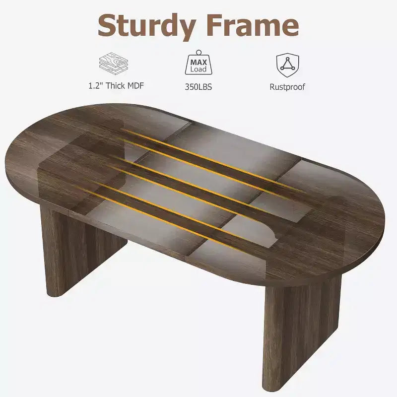 Tavolo da Pranzo Ovale da 180 cm per 6-8 Persone, Grande Tavolo da Cucina Rustico con Base Robusta in Legno Spesso per Cucina, Soggiorno, Ufficio