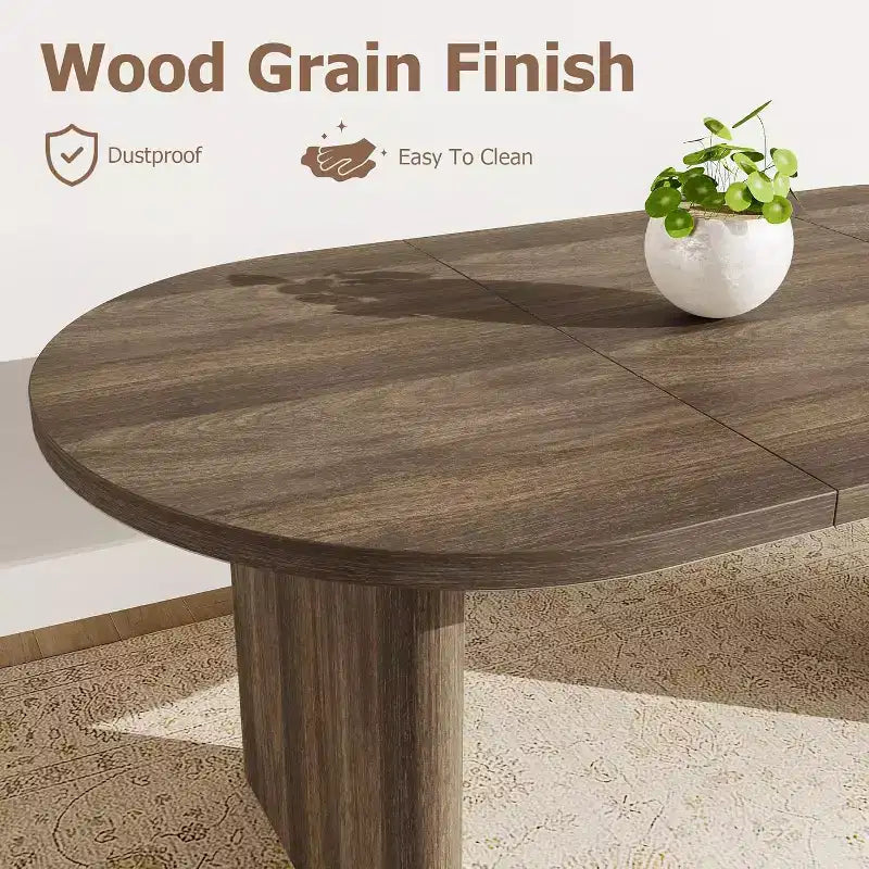 Tavolo da Pranzo Ovale da 180 cm per 6-8 Persone, Grande Tavolo da Cucina Rustico con Base Robusta in Legno Spesso per Cucina, Soggiorno, Ufficio