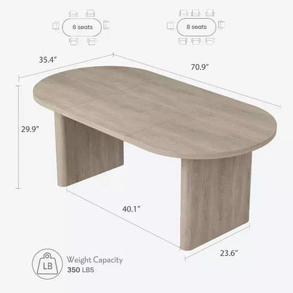 Tavolo da Pranzo Ovale da 180 cm per 6-8 Persone, Grande Tavolo da Cucina Rustico con Base Robusta in Legno Spesso per Cucina, Soggiorno, Ufficio